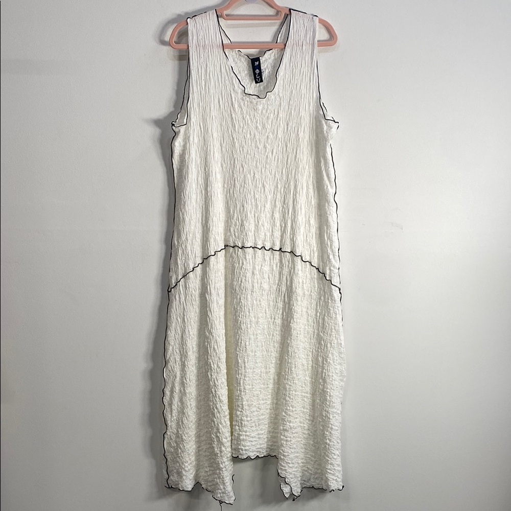 Noblu Boho Pucker Fabric Dress Relaxed Fit Asymmetrical Sleeveless Large